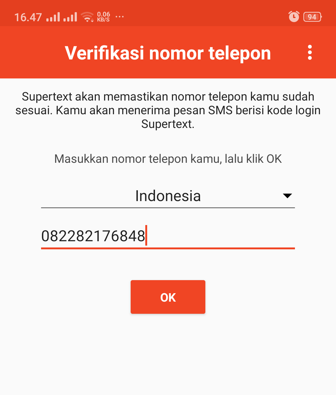 verifikasi nomor telepon
